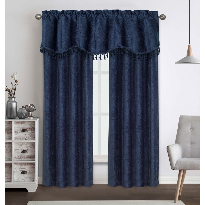 Italia Luxurious Chenille Rod Pocket Window Panel And Valance Treatments, All Sold Separately
