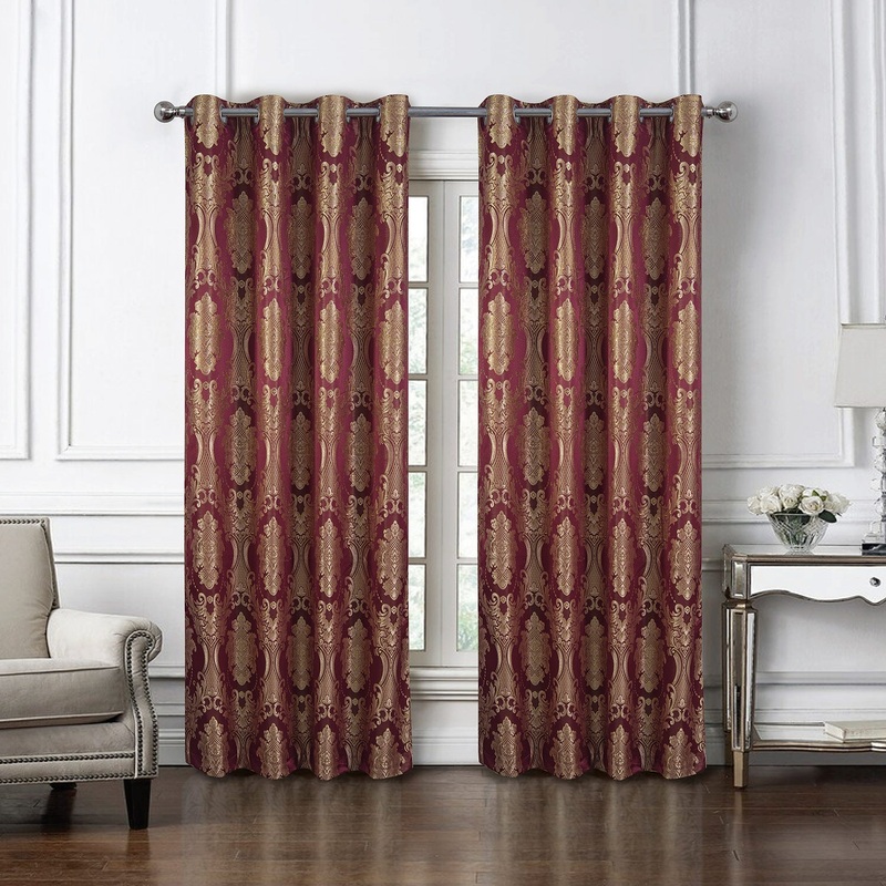 Jensen Damask Lurex Grommets Window Panel, 54x84 Inches