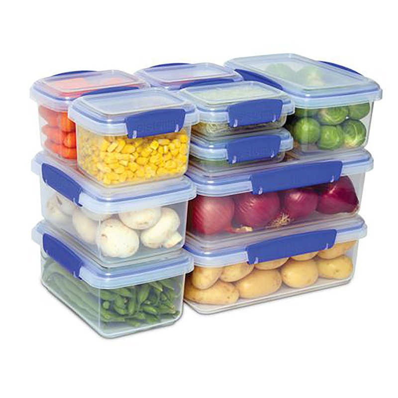 Sistema KLIP IT Rectangular Food Storage Containers, Clear-Blue, 10-Pack