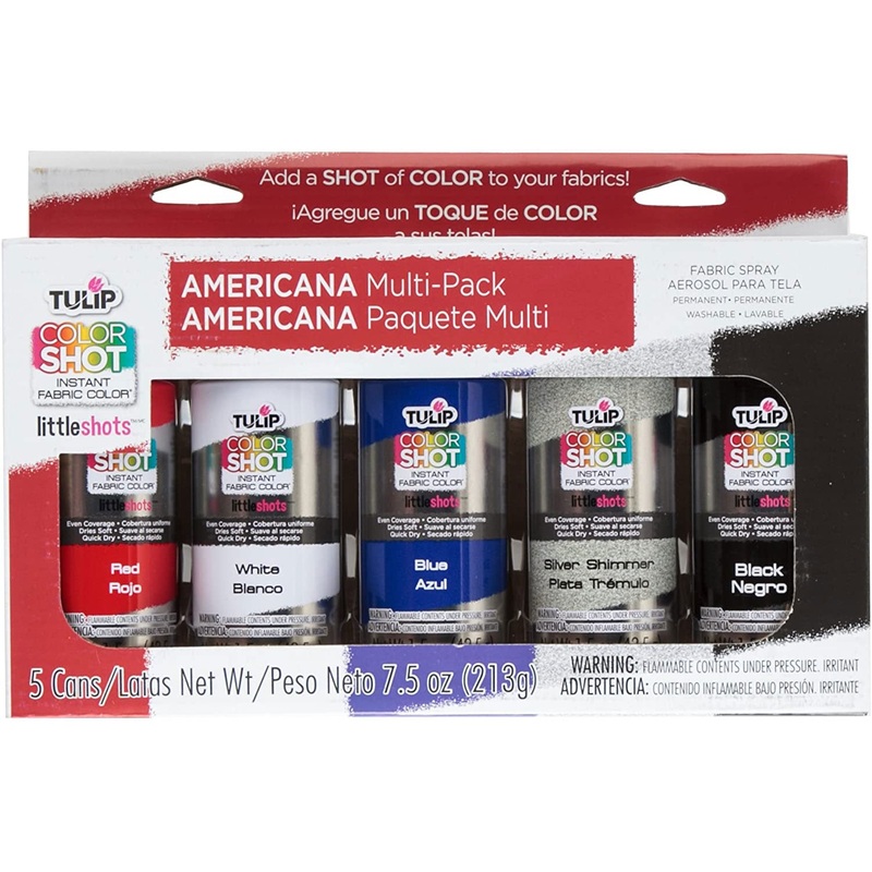 Tulip Instant Color Shots Americana Fabric Spray Paint Set, 5 Pack