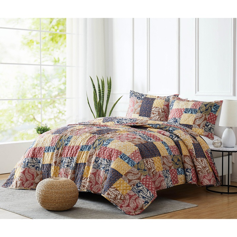 Westport Harvest Patchwork 3-Piece Reversible Quilt Set, Multi