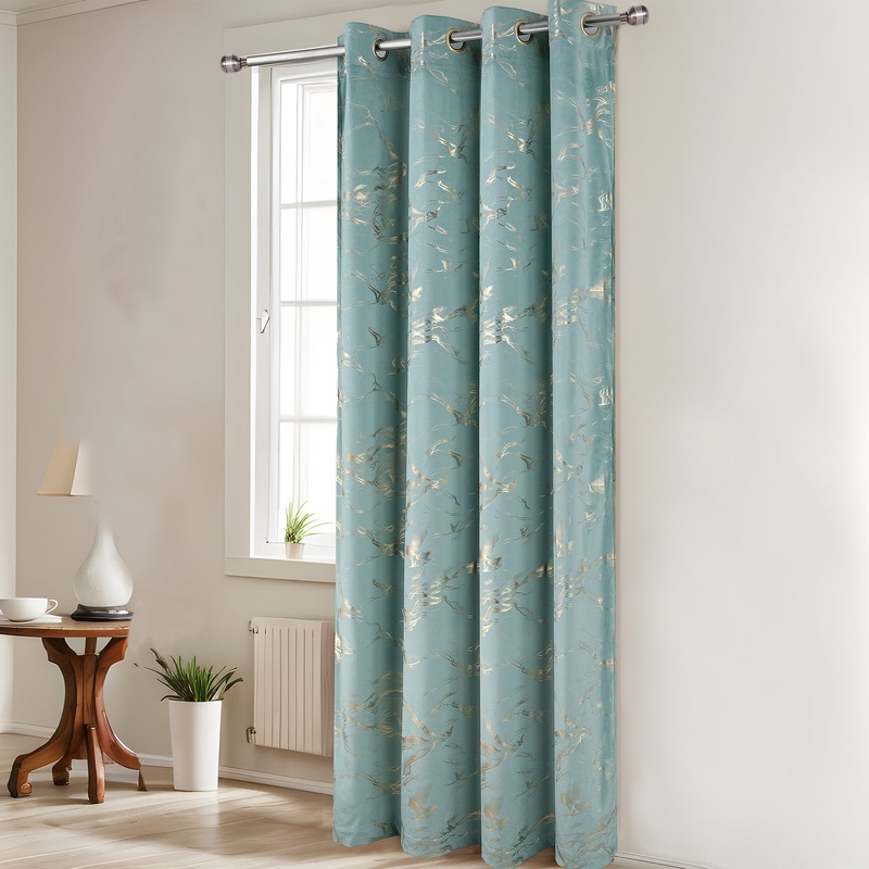 Surya Metallic Printed Marble Design Velvet Grommet Window Panel, 54x84 Inches