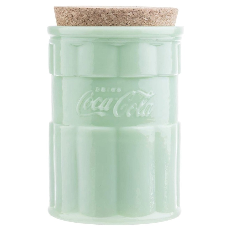TableCraft's Coca-Cola Jadeite Medium Canister with Lid 4.5x 4.5x 7'', Green
