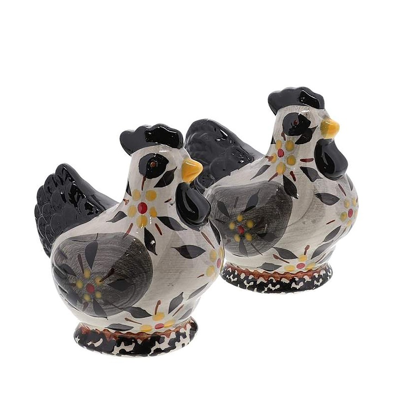 Temp-Tations Old World Hen Salt And Pepper Shaker Set, Black