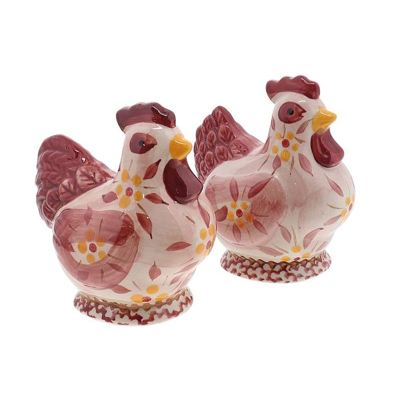 Temp-Tations Old World Hen Salt And Pepper Shaker Set, Cranberry