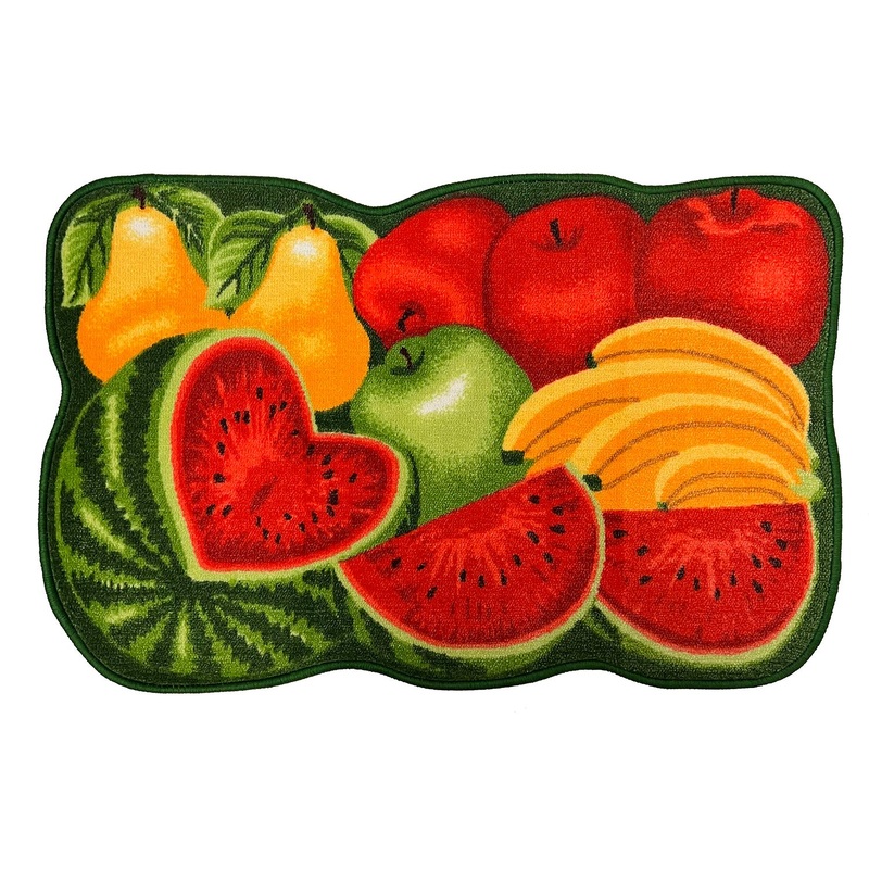 Watermelon With Mix Fruit Printed Kitchen Rug Mat, Multi, 18x30 Inches