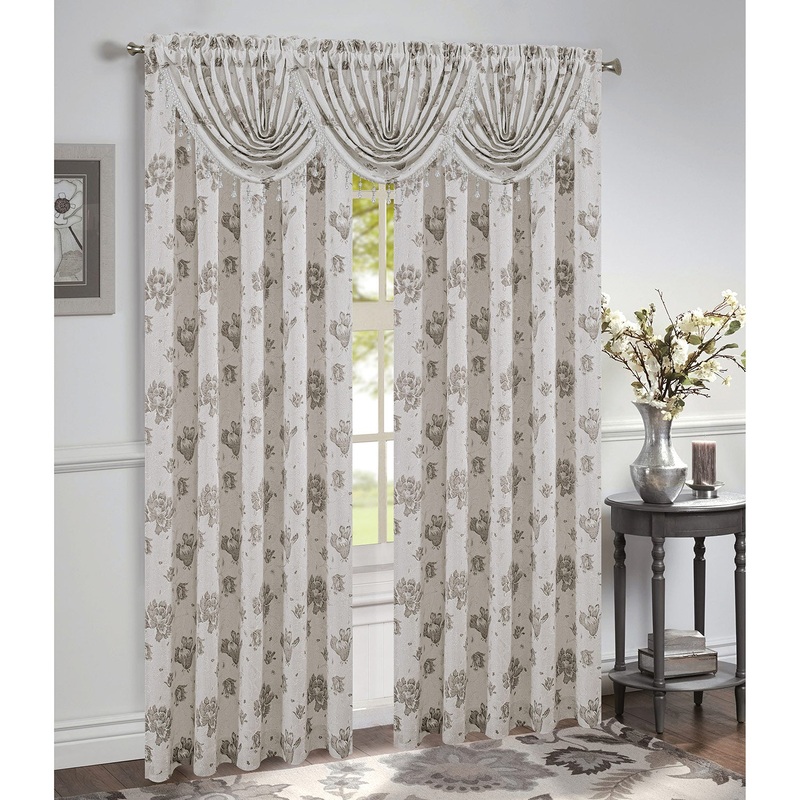 Felicia Jacquard Rod Pocket Window Panel and Valance Treatments, All Sold Separately