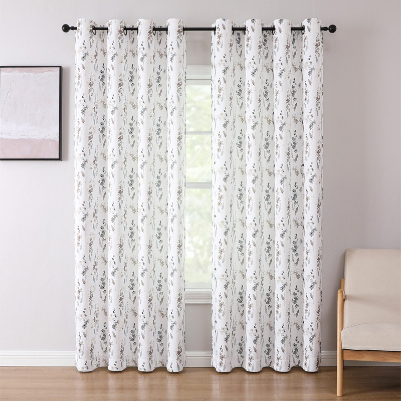 Isla Floral Printed Grommet Room Darkening Window Panel, 52x84 Inches