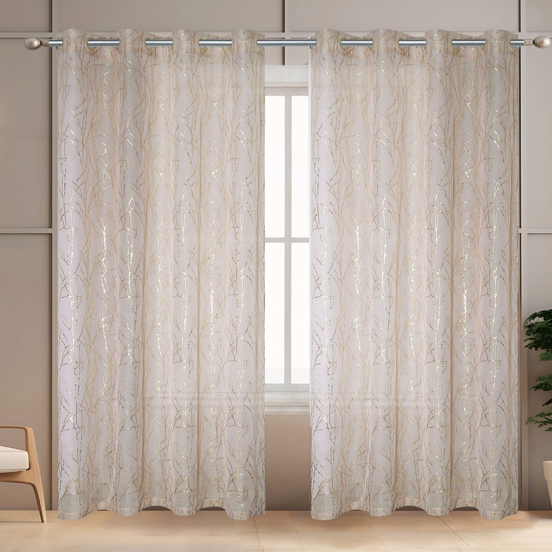 Martina Embossed Metallic Sheer Grommet Window Panel, 55x90 Inches