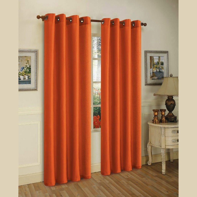 Melanie Faux Silk 8 Grommet Window Panel, Brick, 55x95 Inches