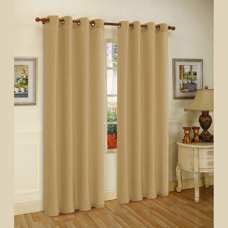 Melanie Faux Silk 8 Grommet Window Panel, Taupe, 55x95 Inches
