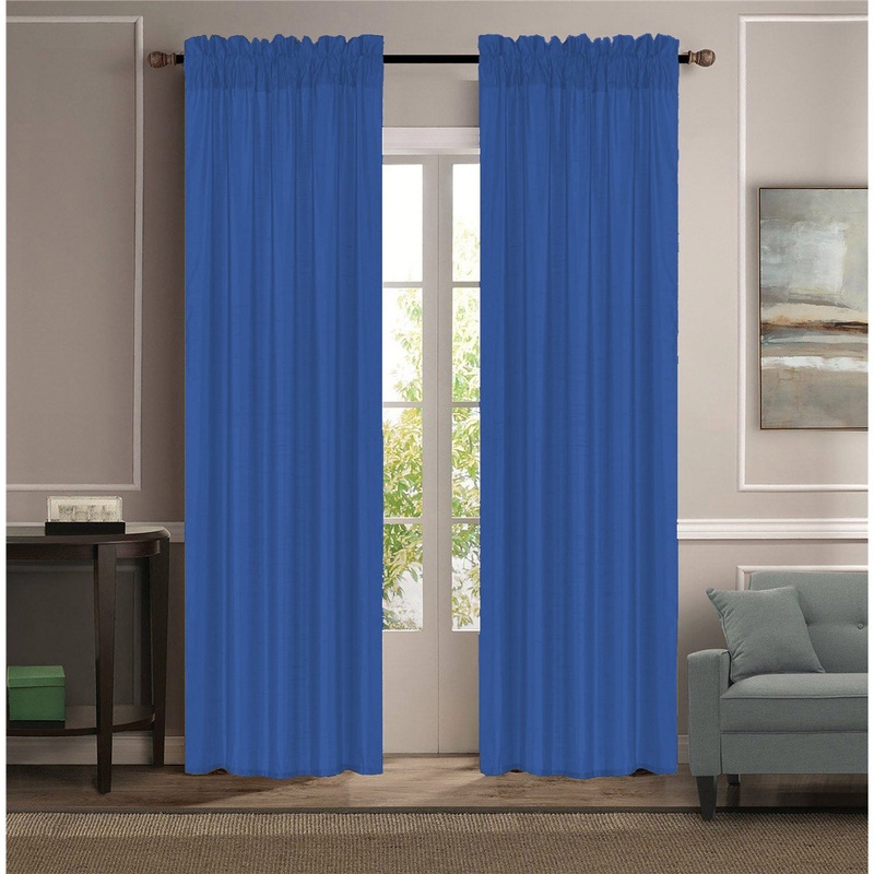 Melanie Faux Silk Rod Pocket Window Panel, Royal Blue, 55x84 Inches