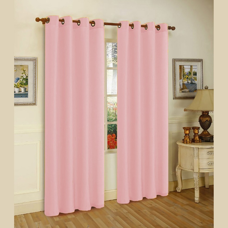 Melanie Faux Silk Window Panel With 8 Grommets, Blush, 55x84 Inches