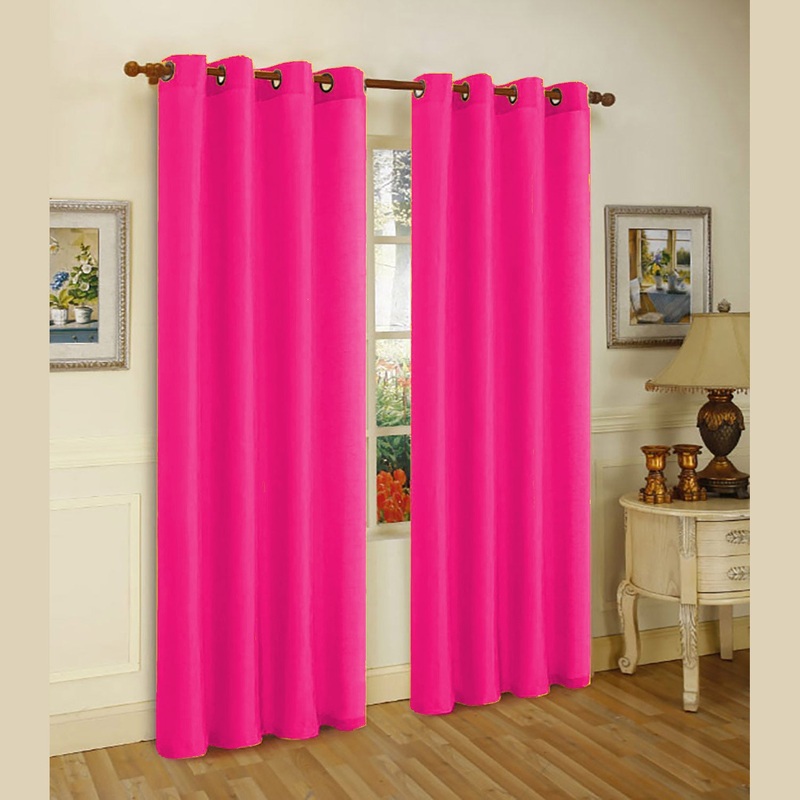 Melanie Faux Silk Window Panel With 8 Grommets, Bright Rose, 55x84 Inches
