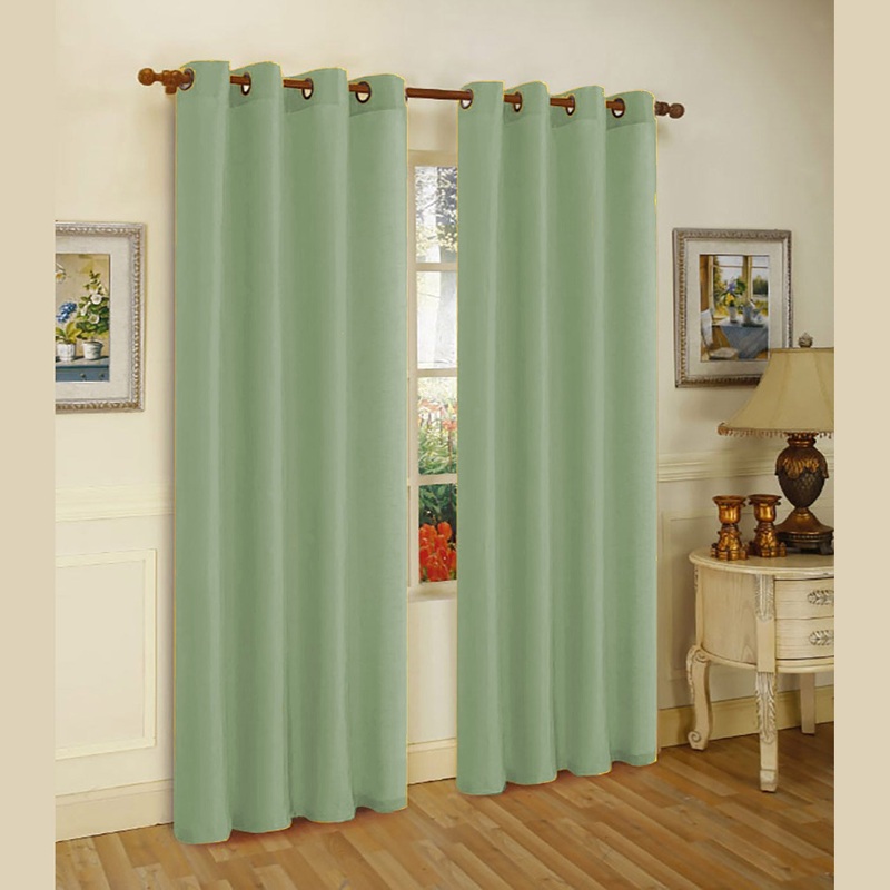 Melanie Faux Silk Window Panel With 8 Grommets, Mint, 55x84 Inches