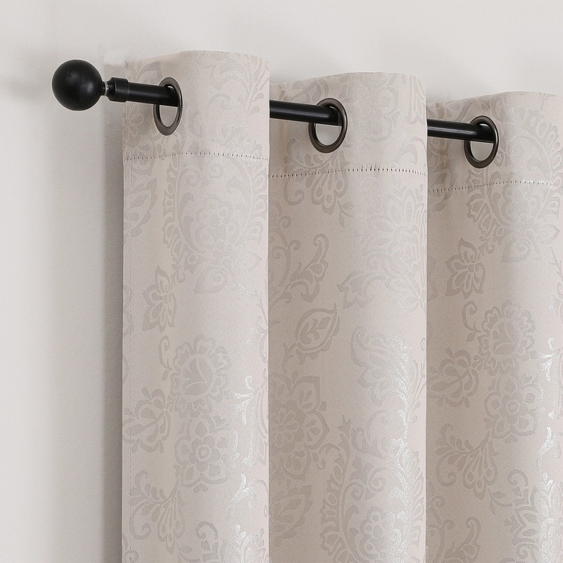 Silas Damask Metallic Grommet Room Darkening Window Panel, 52x84 Inches