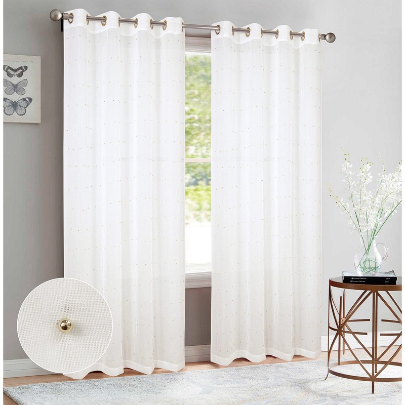Bali 2-Pack Sheer Grommet Window Panels with Pearls, 76x95 Inches