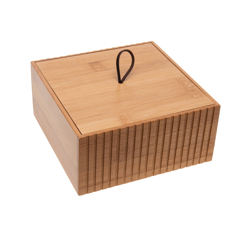 Bath Bliss Large Square Bamboo Storage Jar