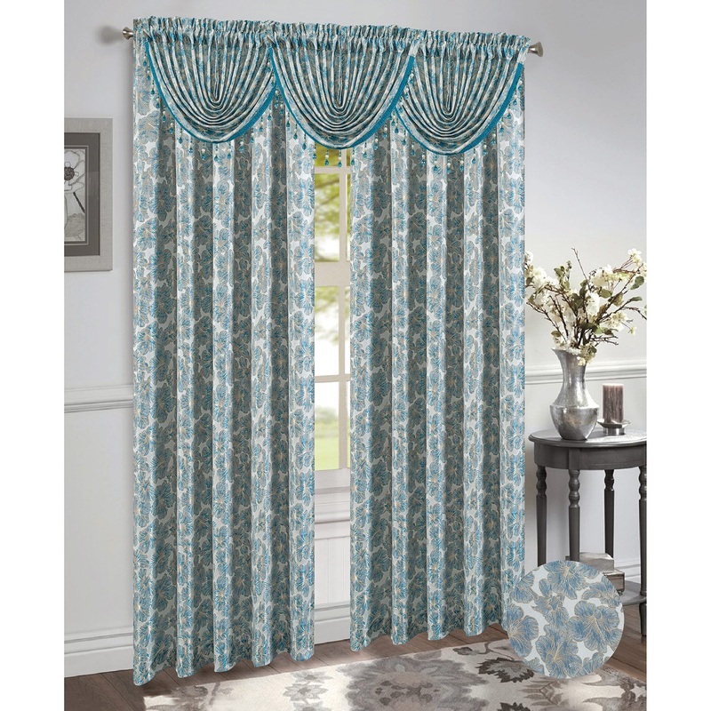 Gina Jacquard Rod Pocket Window Panel and Valance Window Treatment, All Sold Separately