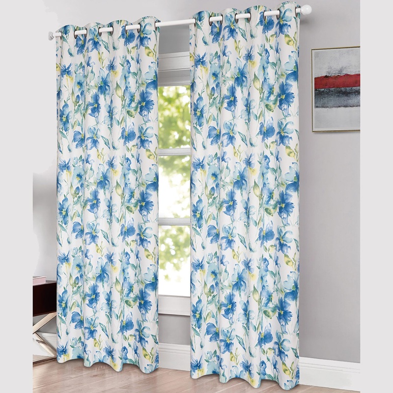 Hanna Floral Room Darkening Grommet Window Panel, 54x84 Inches