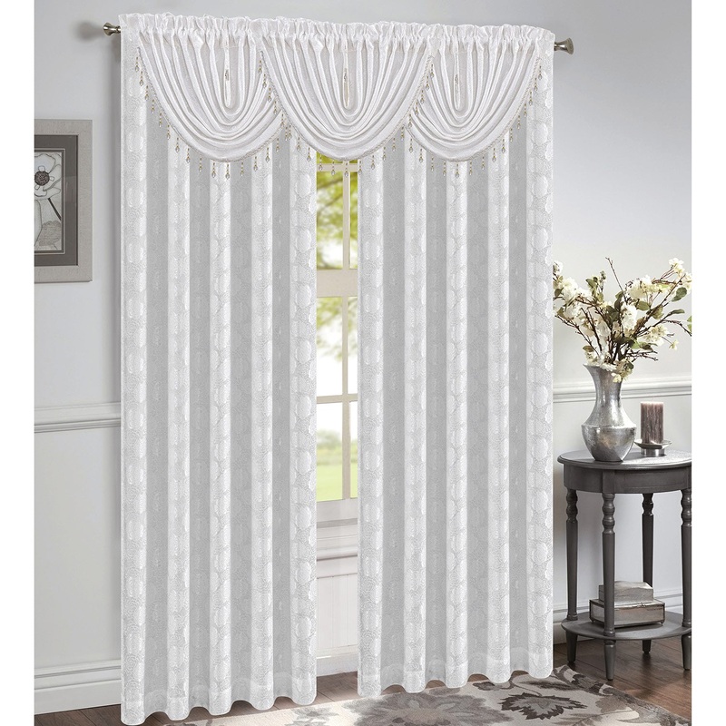 Margie Jacquard Rod Pocket Window Panel and Valance Treatment, All Sold Separately