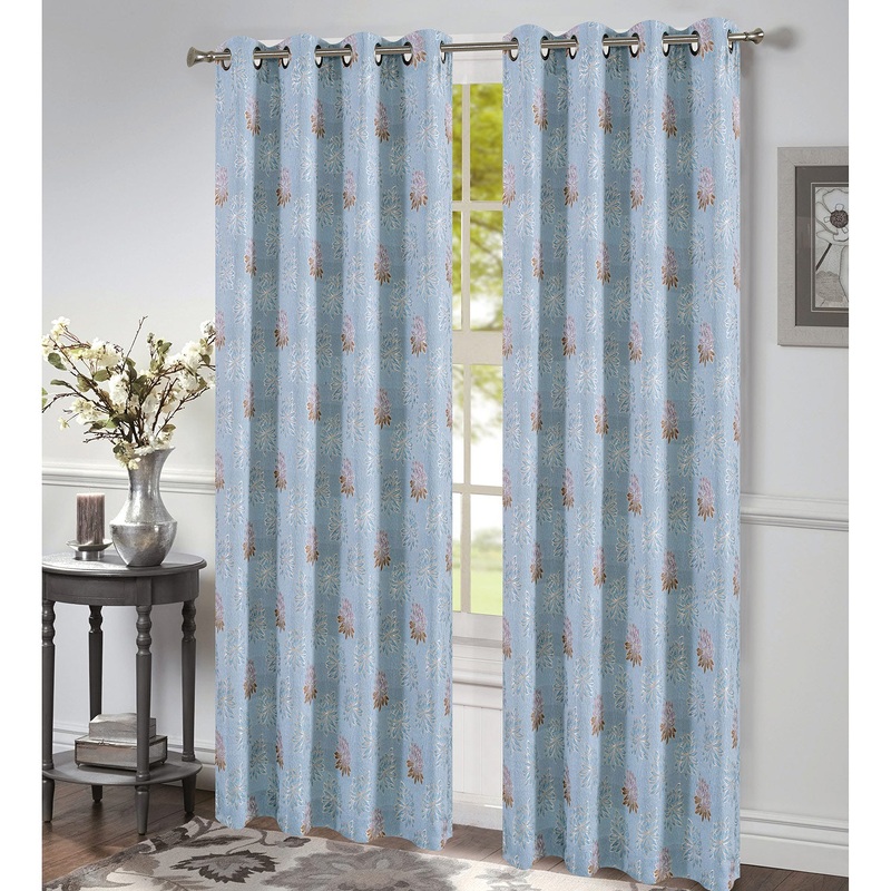 Revere Floral Jacquard Grommet Window Panel, 54x84 Inches