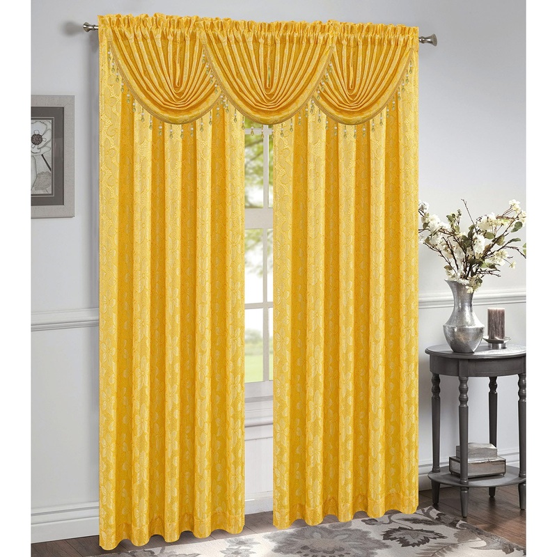 Roxanne Jacquard Rod Pocket Window Panel and Valance Treatment, All Sold Separately