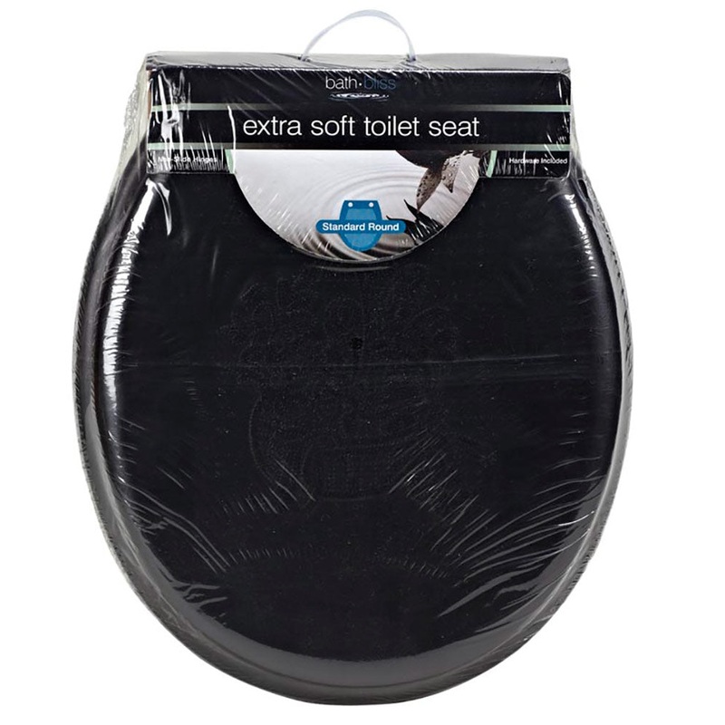 Bath Bliss Extra Soft Standard Round Toilet Seat, Black