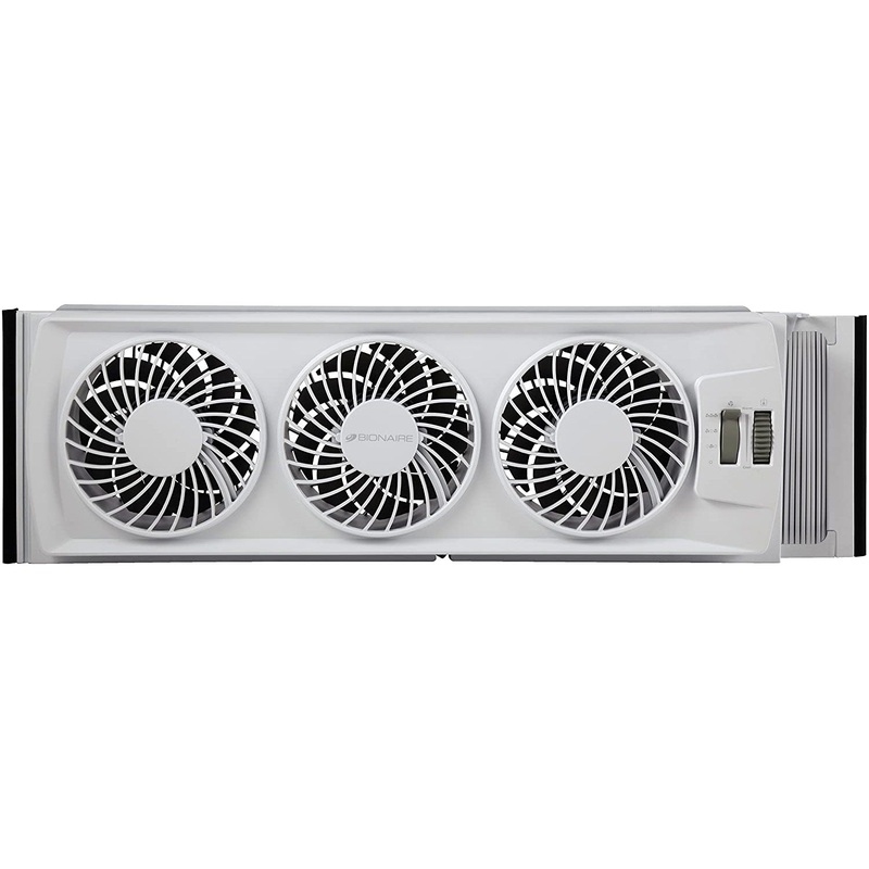 Bionaire Compact Window Fan with Manual Controls, 3 Blades, White