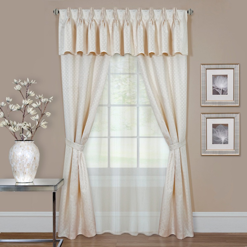Claire 6 Piece Window Panel Curtain Set, 55x84 Inches, Ivory