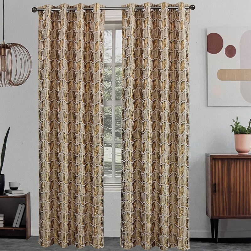 Dinah Leaf Metallic Jacquard Embroidery Window Panel, 55x84 Inches