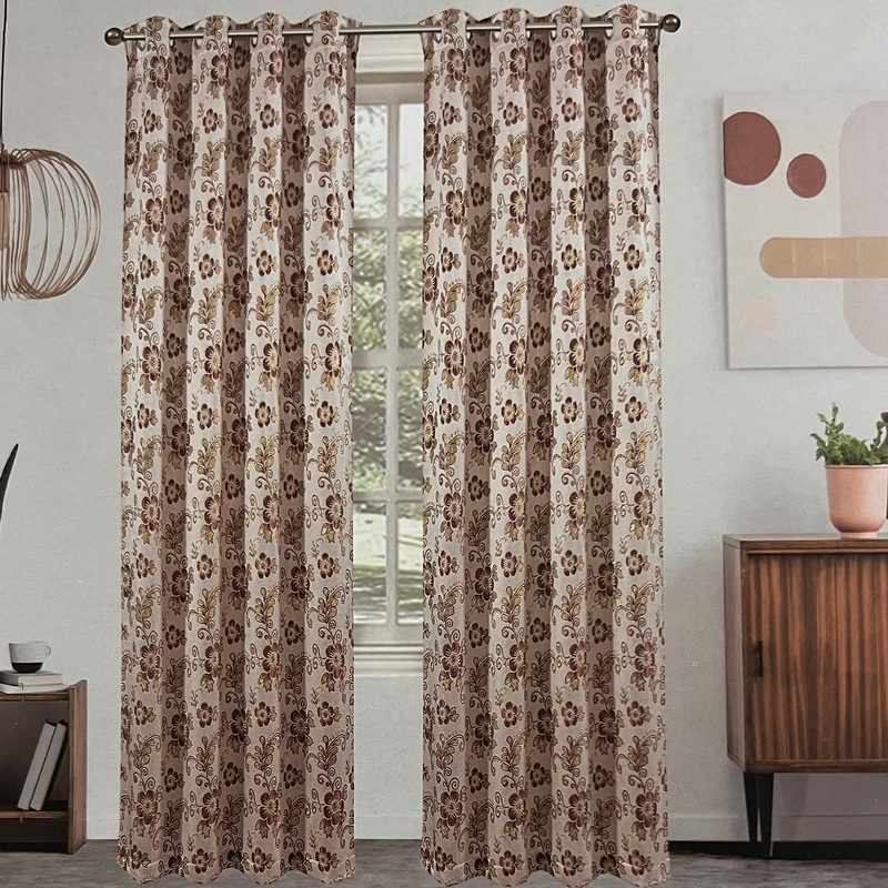 Esma Floral Metallic Jacquard Grommet Window Panel, 55x84 Inches