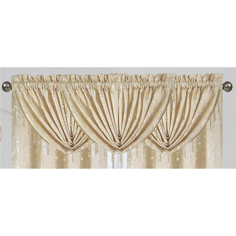 Magnolia Floral Jacquard Rod Pocket Window Panel and Valance Treatment, All Sold Separately