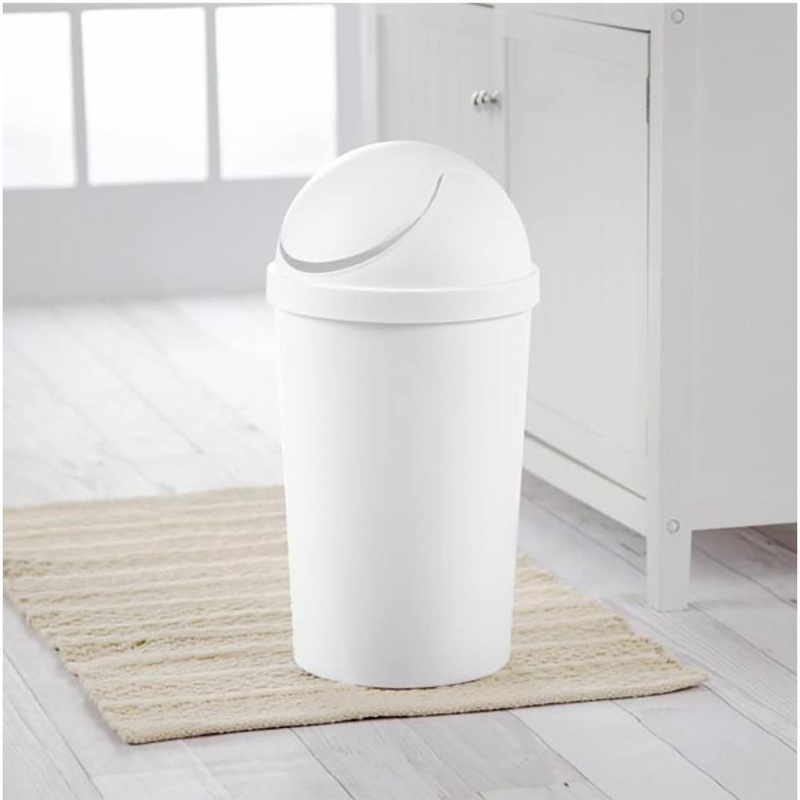 Sterilite Round SwingTop Wastebasket, White, 3 Gallon