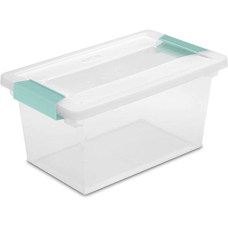 Sterilite Stackable Medium Clip Box Container With Latches, Clear, 7x11.5x5.5 Inches