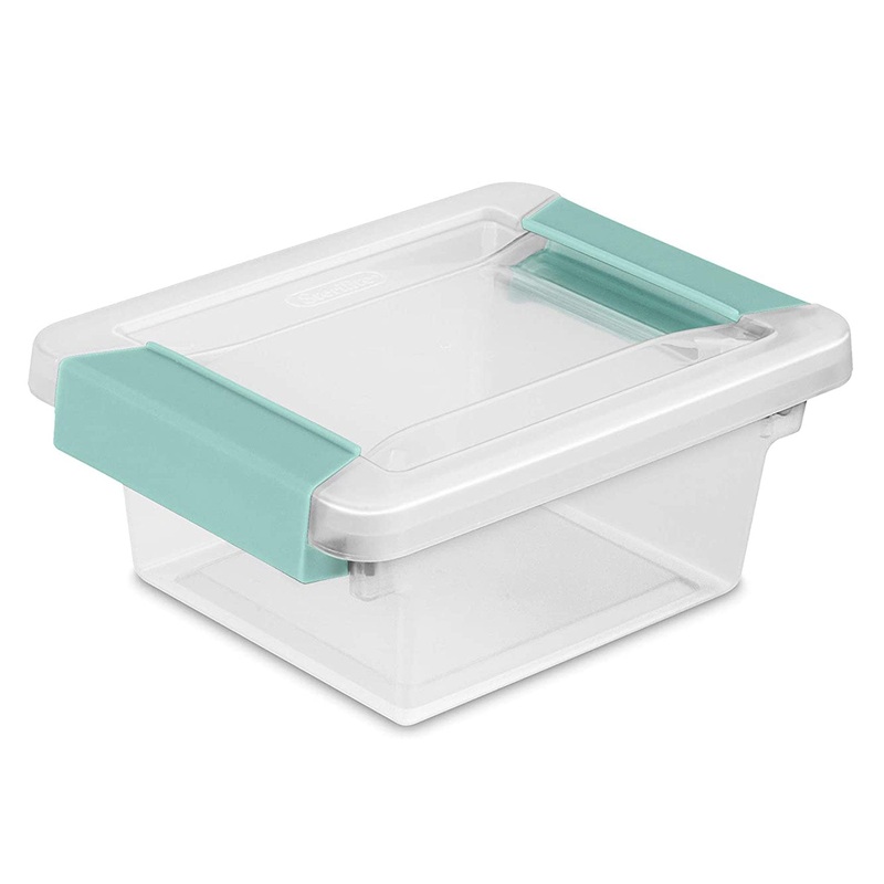 Sterilite Stackable Mini Clip Box Container With Latches, Clear, 7x6x2 Inches