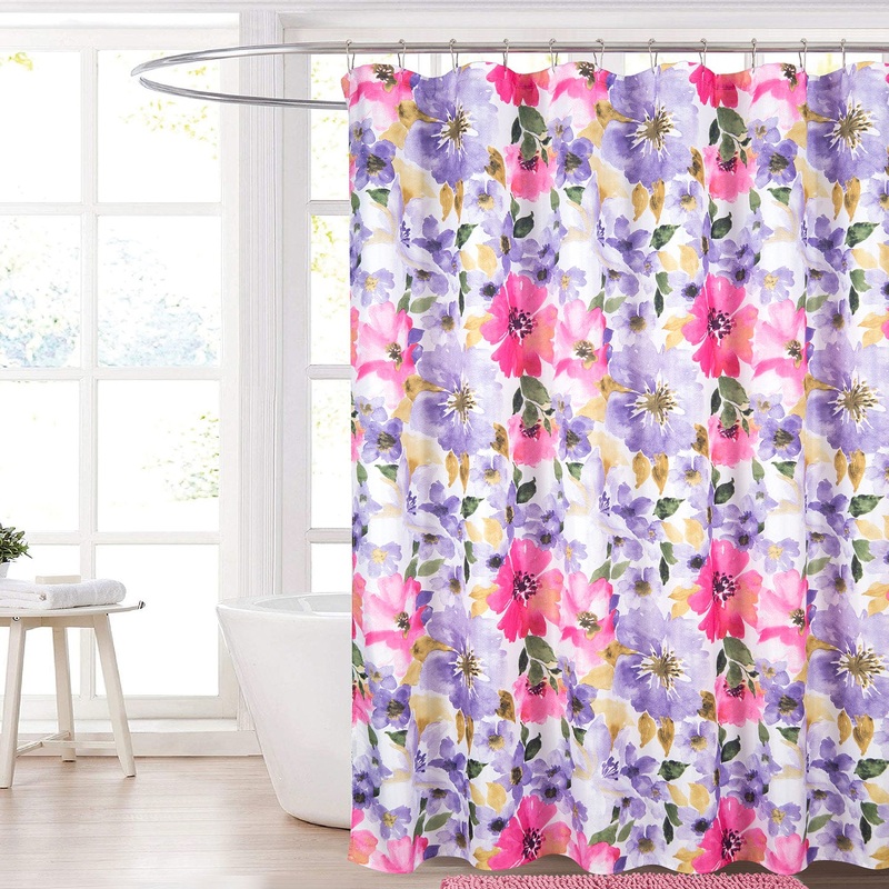 Trinity Primrose Printed Shower Curtain, Pink-Purple, 70x72 Inches