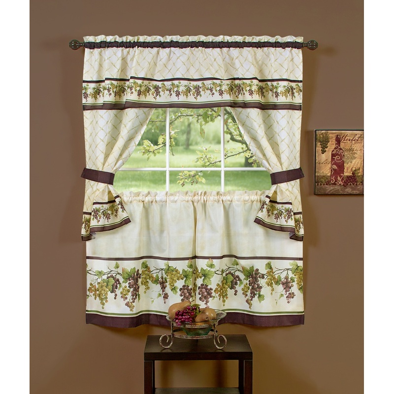 Tuscany Tailored Kitchen Curtain Set - 57x36 & 30x36 Inches