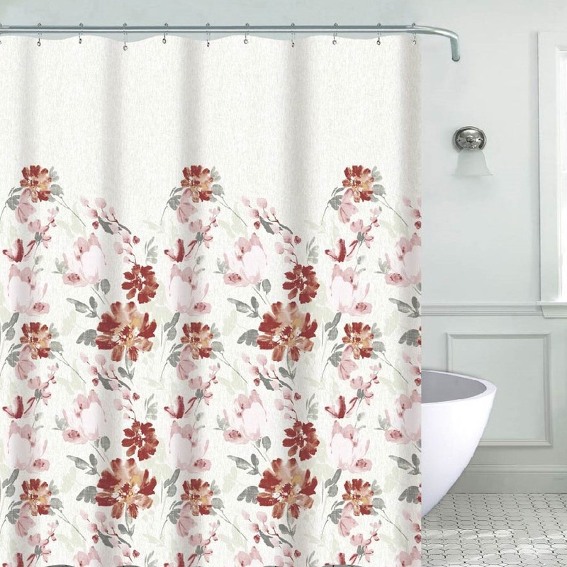 Adriana Rustic Floral Printed Canvas Shower Curtain, Multi, 70x72 Inches