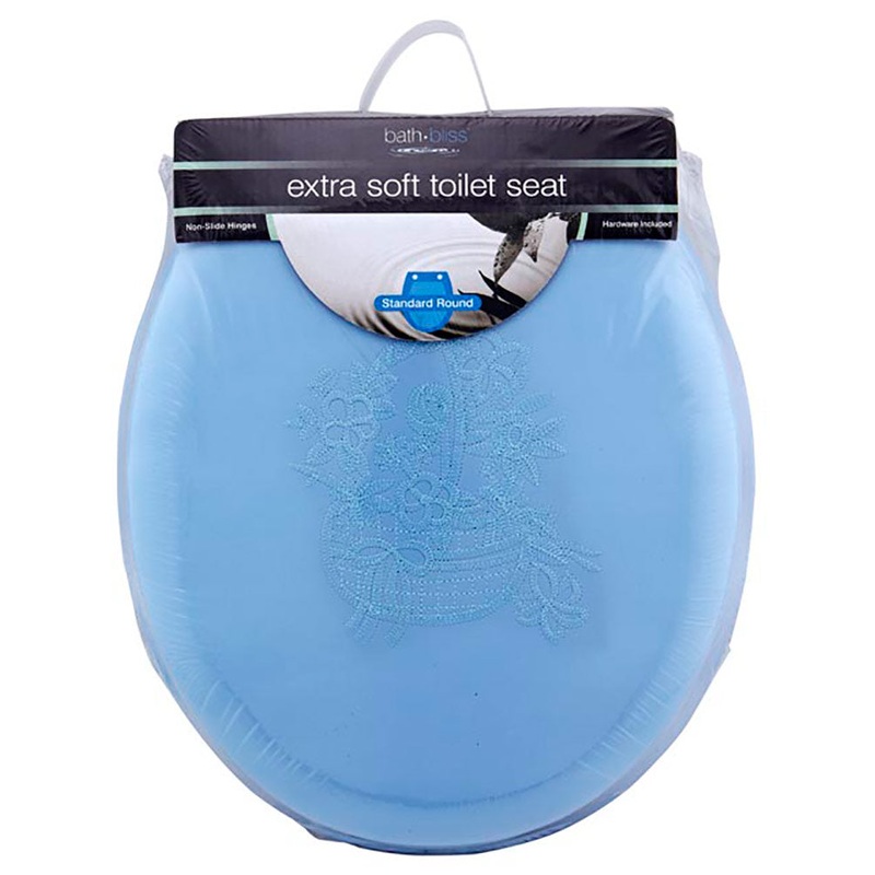 Bath Bliss Extra Soft Standard Round Toilet Seat, Blue