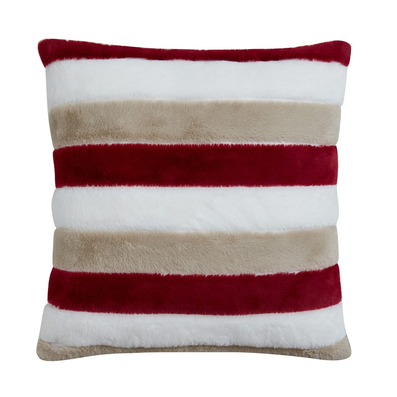 Bearpaw Decorative Faux Fur Pillow, Burgundy, 20x20 Inches
