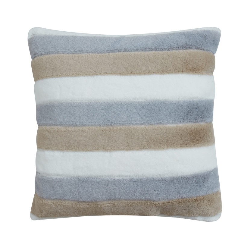 Bearpaw Decorative Faux Fur Pillow, Grey, 20x20 Inches