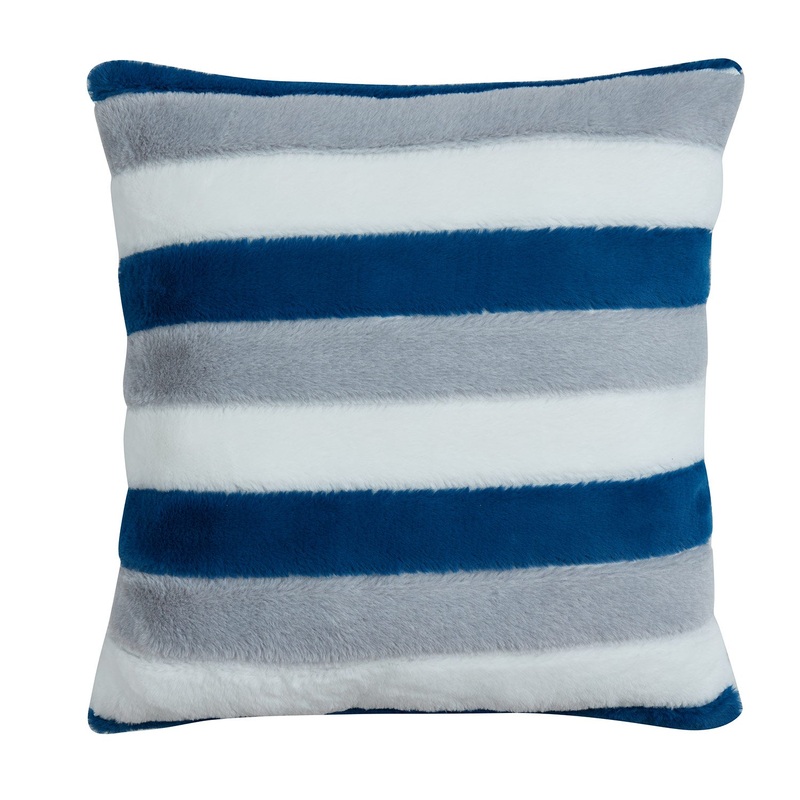 Bearpaw Decorative Faux Fur Pillow, Navy, 20x20 Inches