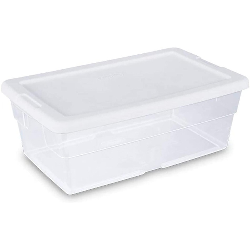 Sterilite Plastic Stackable Storage Box, Clear, 6 Quart