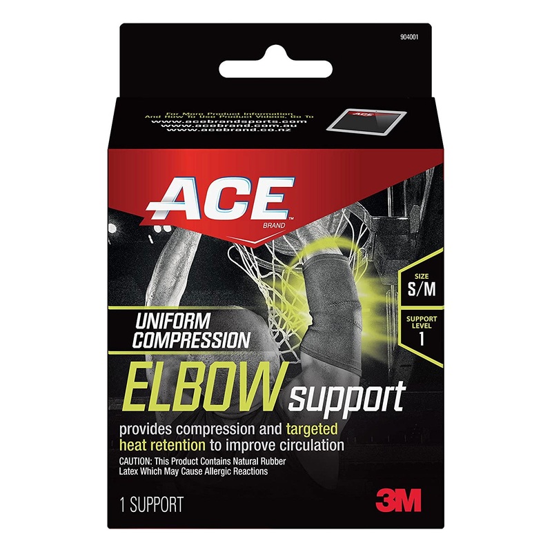 Ace Compression Elbow Support, Black, Small-Medium