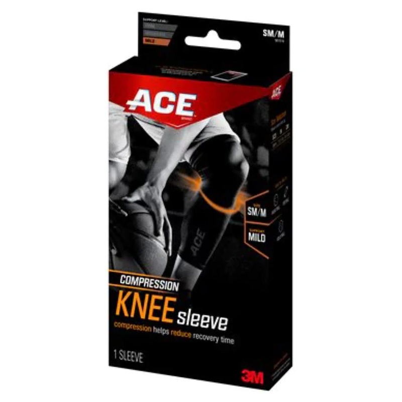 ACE Compression Knee Sleeve Decrease Swelling Reduce Recovery, Black, Small-Medium