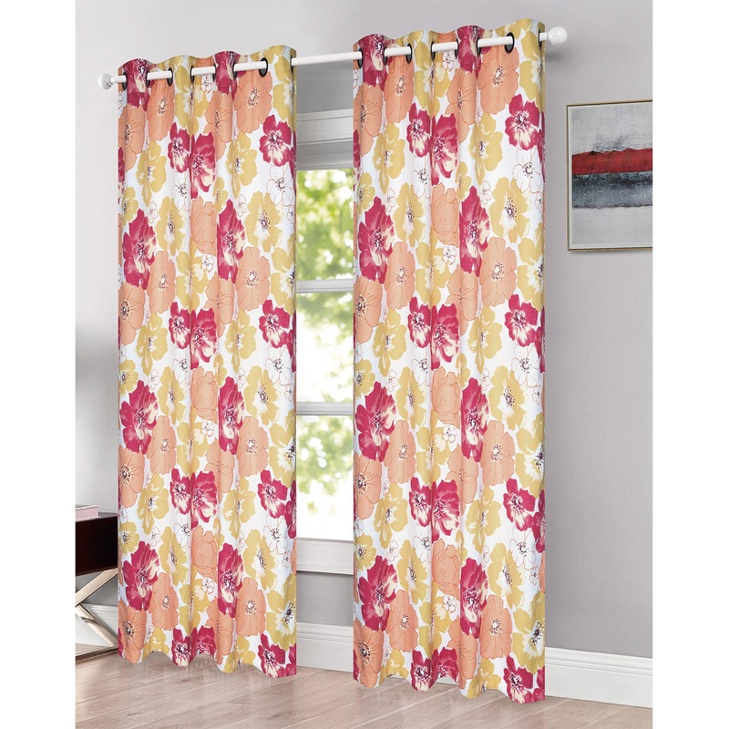 Arbor Floral Printed Room Darkening  Grommet Window Panel, 54x84 Inches