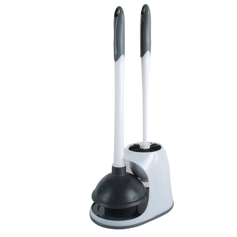 Bath Bliss 2-in-1 Bowl Brush & Plunger, White