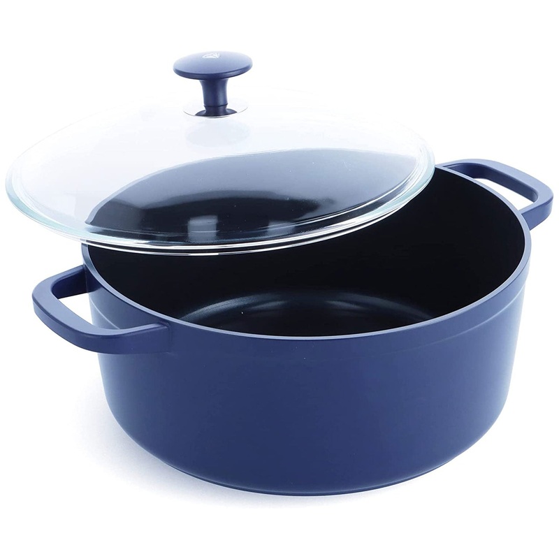 Blue Diamond Ceramic Diamond Nonstick, Dutch Oven with Glass Lid, Blue, 5.5 Quart