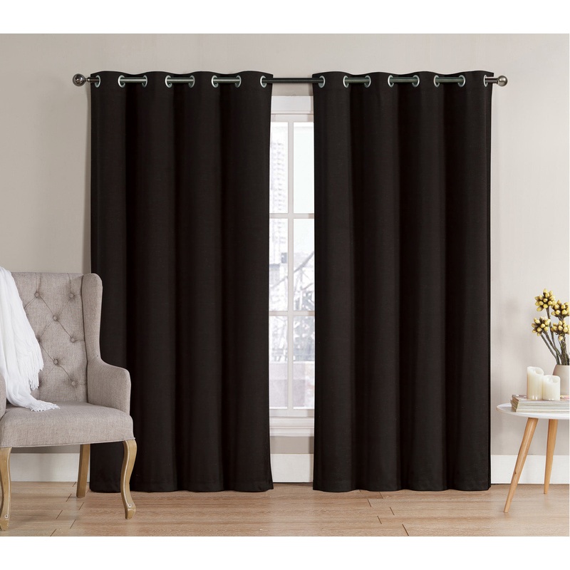 Neil Blackout Grommet Window Panel, Black, 52x90 Inches